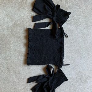 Black Ribbon Crop Top